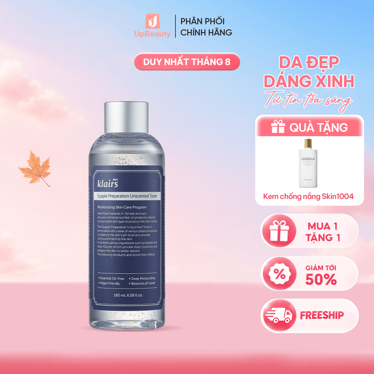 Nước Hoa Hồng Klairs Supple Preparation Unscented Toner Dưỡng Ẩm Sâu, Làm Dịu Da 180ml - ảnh 2