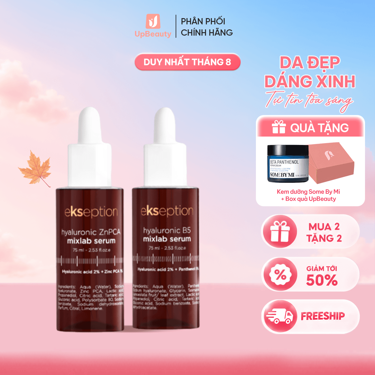Combo Serum Ekseption B5 Hyaluronic Mixlab 75ml Giúp Làm Dịu Da Và Kẽm ZNPCA Hyaluronic Mixlab 75ml Hỗ Trợ Kiểm Soát Dầu - ảnh 2
