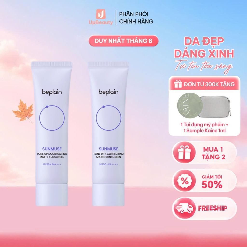 Combo 2 Kem Chống Nắng Beplain Sunmuse Tone - Up & Correcting Matte Sunscreen Nâng Tone 50ml